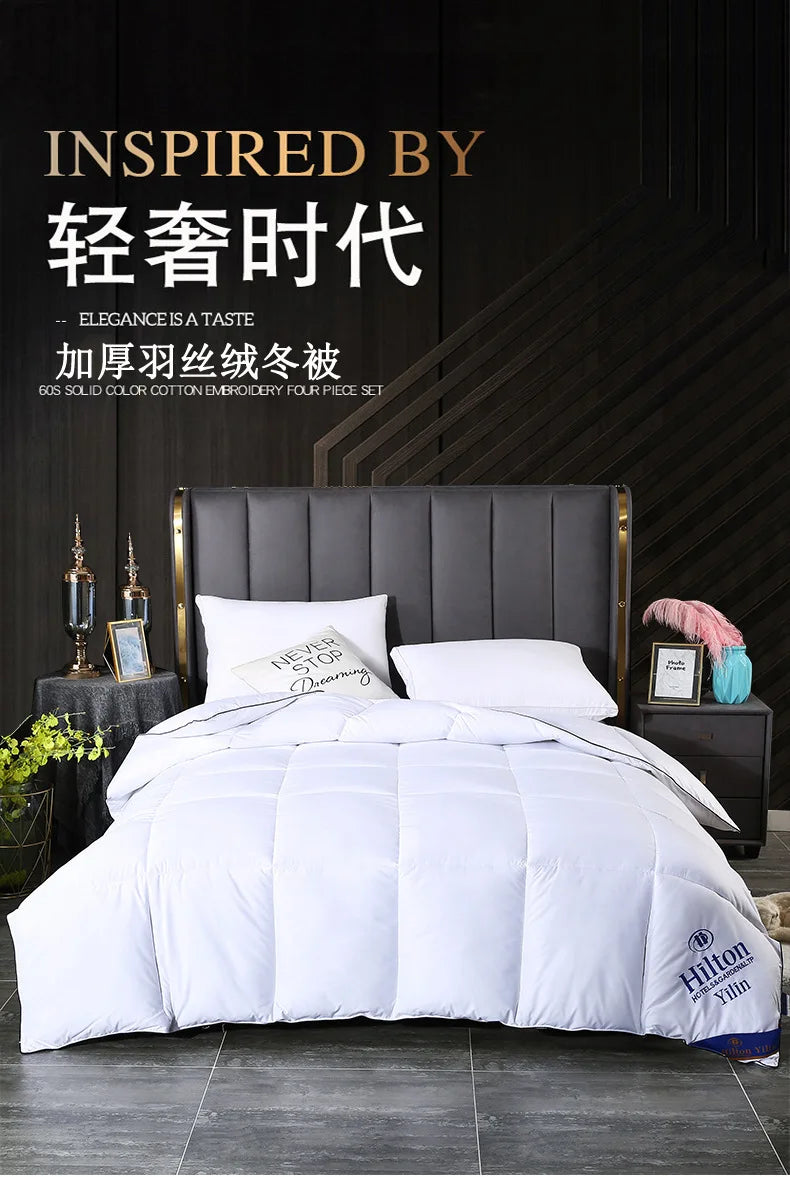 Noble 100% Goose Down Duvet – Thick Comforter Quilt, Single & Double Size, Monochromatic Winter Blanket