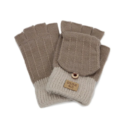 Women’s Fingerless Winter Gloves - Warm Unisex Gloves with Finger Cover for Students