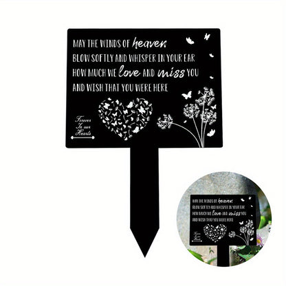 Waterproof Memorial Suncatcher Grave Marker – Black Remembrance Plaque Stake with Dove for Cemetery & Garden