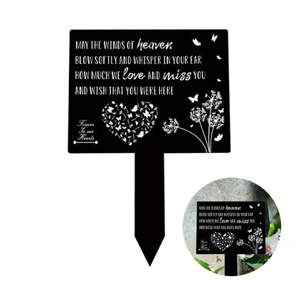 Waterproof Memorial Suncatcher Grave Marker – Black Remembrance Plaque Stake with Dove for Cemetery & Garden
