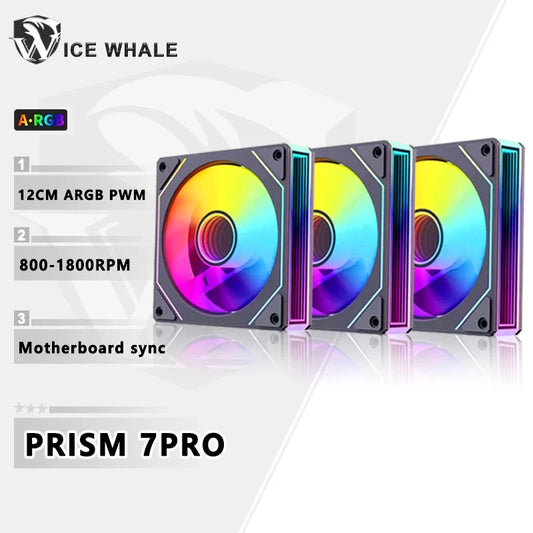 ICE Whale Prism 7 PRO ARGB 120mm PC Case Fan – Infinity Mirror Design with 4-Pin PWM, Motherboard Sync, and CPU Cooling Fan