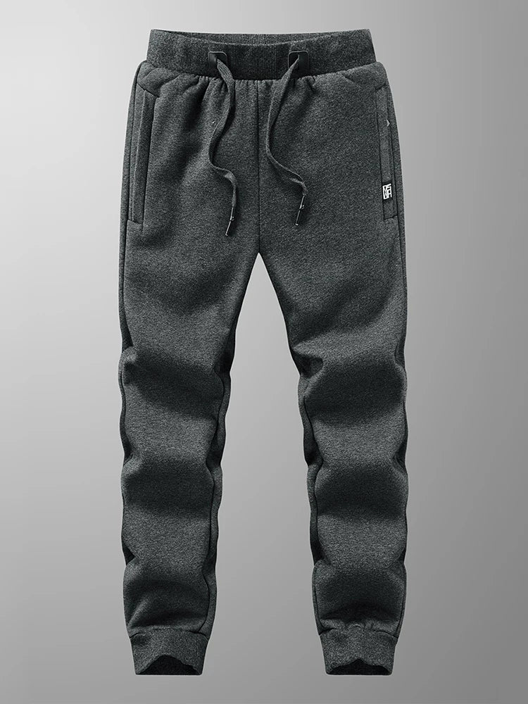 Winter Men’s Fleece Sweatpants — Thick Warm Joggers with Zip Pockets, Cotton Casual Track Pants, Plus Size 6XL-8XL