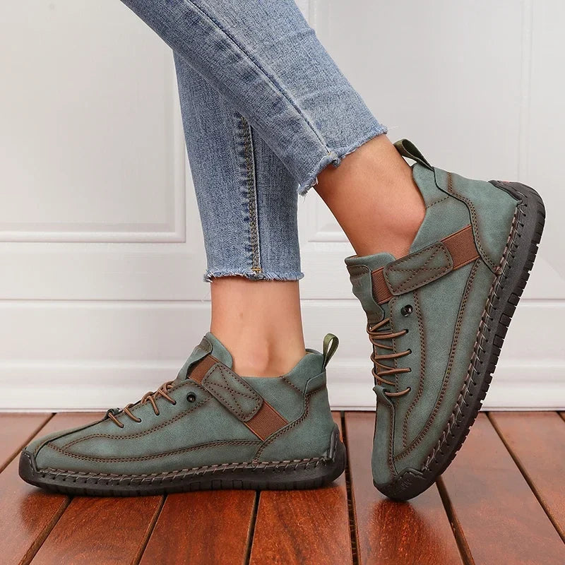 Women’s Mid-Calf Retro Boots - British Style Anti-Slip Workwear Loafers for Summer
