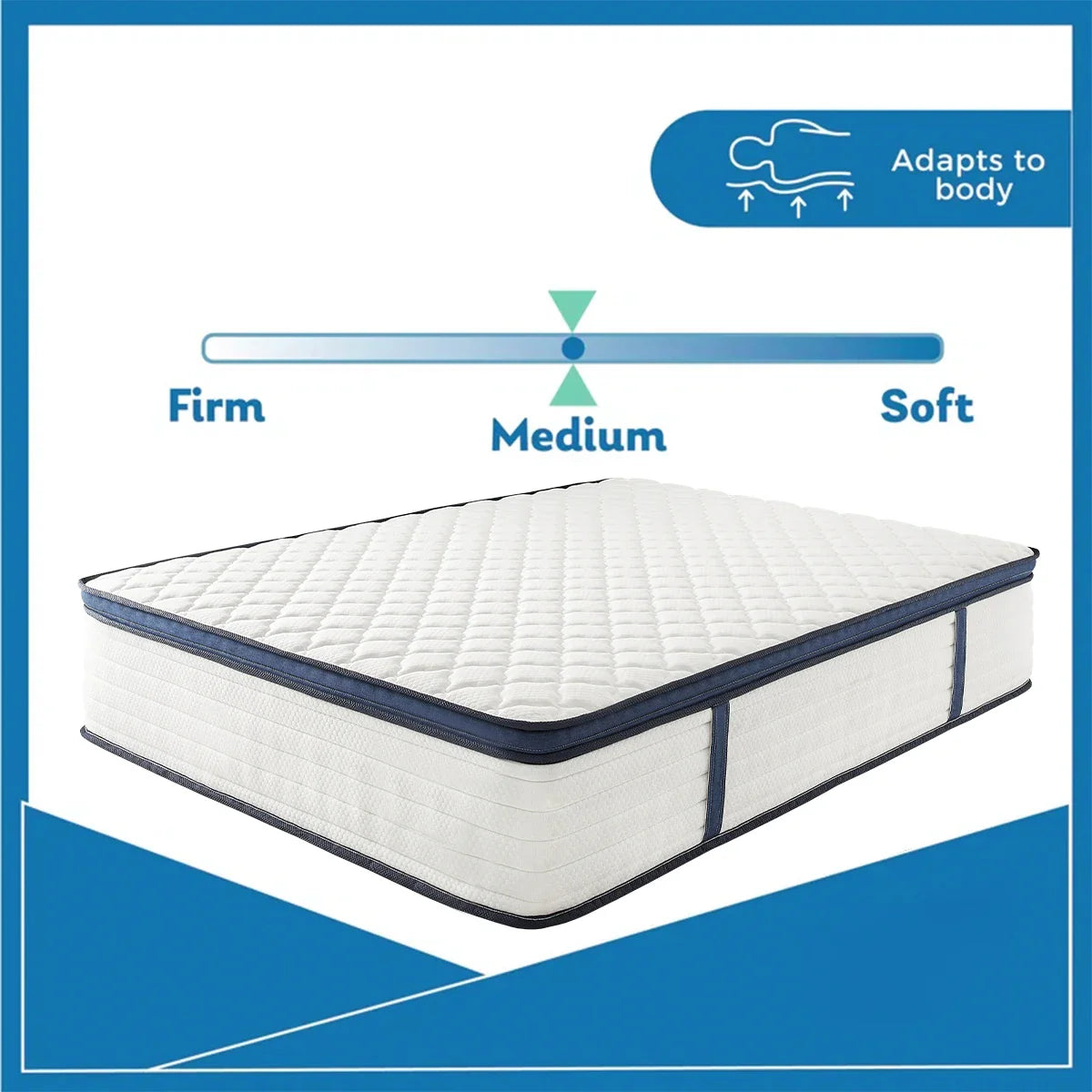 Queen Size Gel Memory Foam Hybrid Mattress — Medium Firm Comfort with Pressure Relief & Motion Isolation, Mattress in a Box