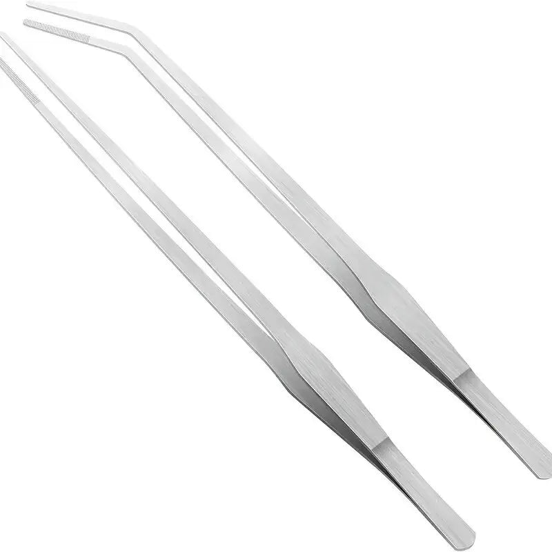 Aquarium Tweezers Set: Straight & Elbow Coral Water Grass Clip for Pet Shrimp, Reef Maintenance - Fish Tank Cleaning Tools