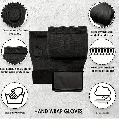 MMA Half-Finger Gel Boxing Gloves - Muay Thai Sanda Training Inner Gloves with Wrist Strap