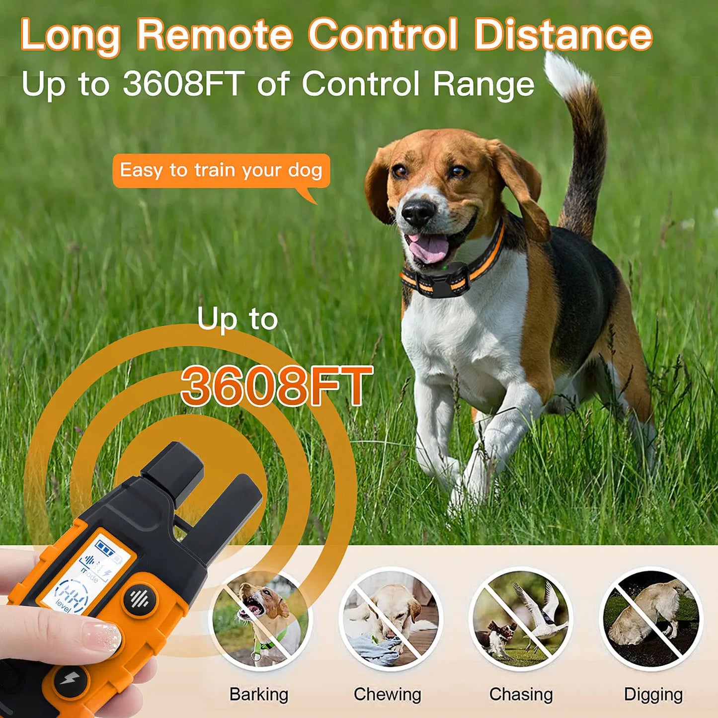 3300Ft Remote Dog Training Collar - Rechargeable Waterproof E-Collar with Beep, Vibration & Training Modes