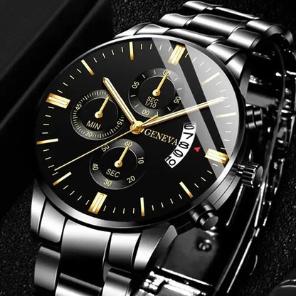 Fashion Men's Stainless Steel Watch – Luxury Quartz Wristwatch with Calendar for Business & Everyday Wear