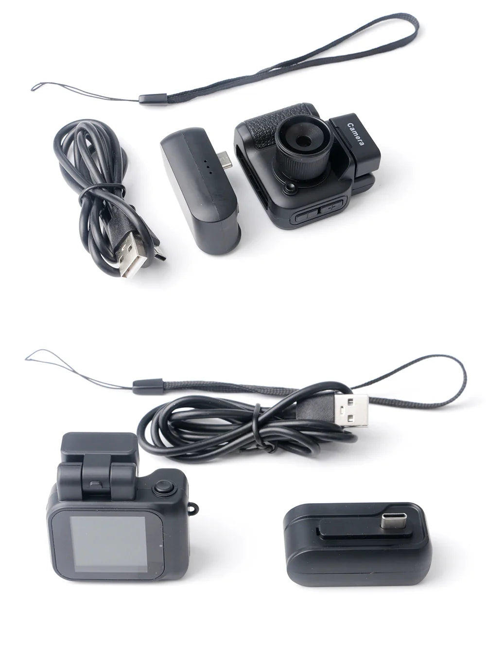 Y4000 Monoreflex Mini Camera 1080P Portable Video Recorder with Flash Lamp, Battery Dock & LCD Screen