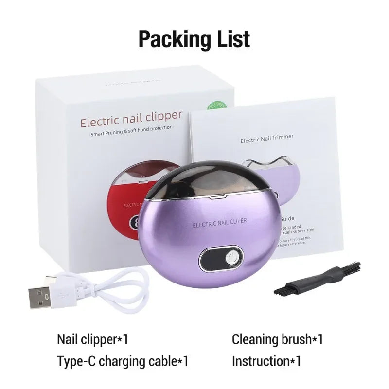 Electric Nail Clipper & Grinder – Rechargeable 3-Speed Nail Cutter, Low Noise, Safe & Easy Operation for Adults, Kids, and Nursing Care