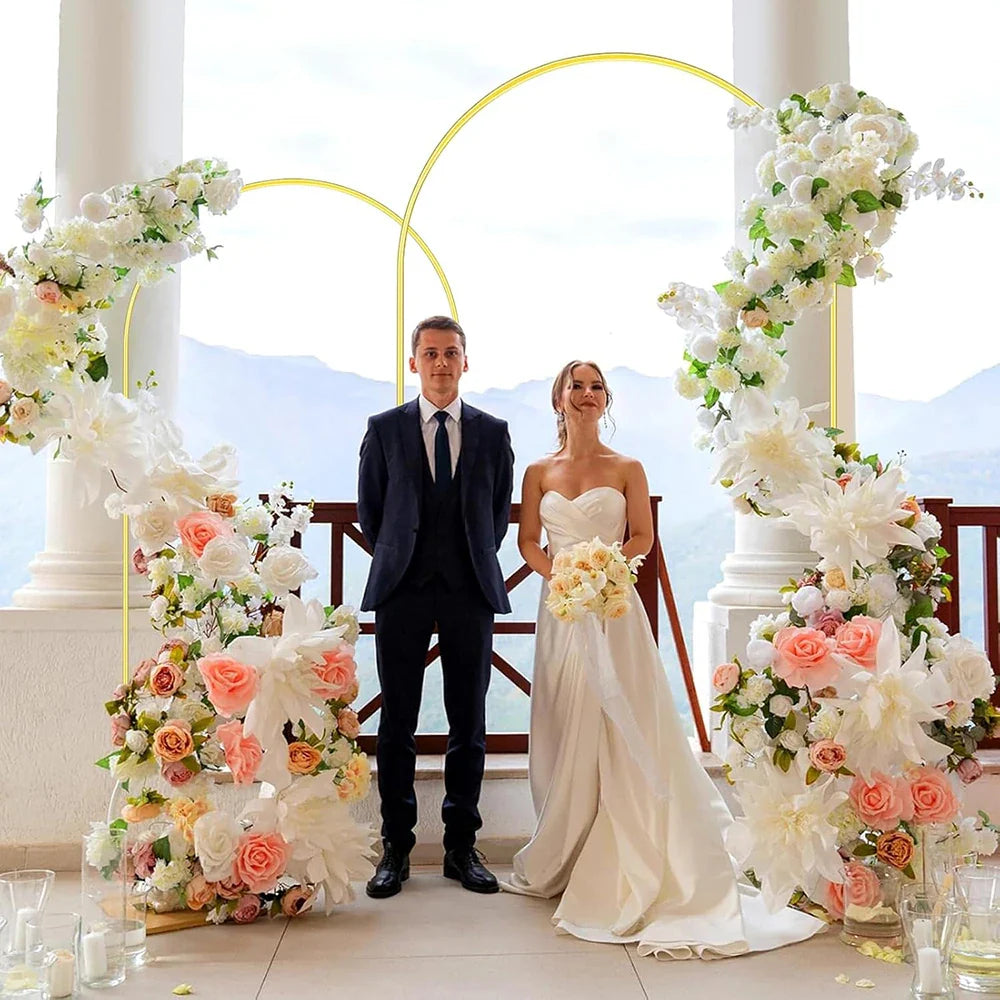 Metal Gold Wedding Arch Stand – 3.9FT/5.9FT/7.2FT Backdrop for Ceremony, Birthday & Baby Shower
