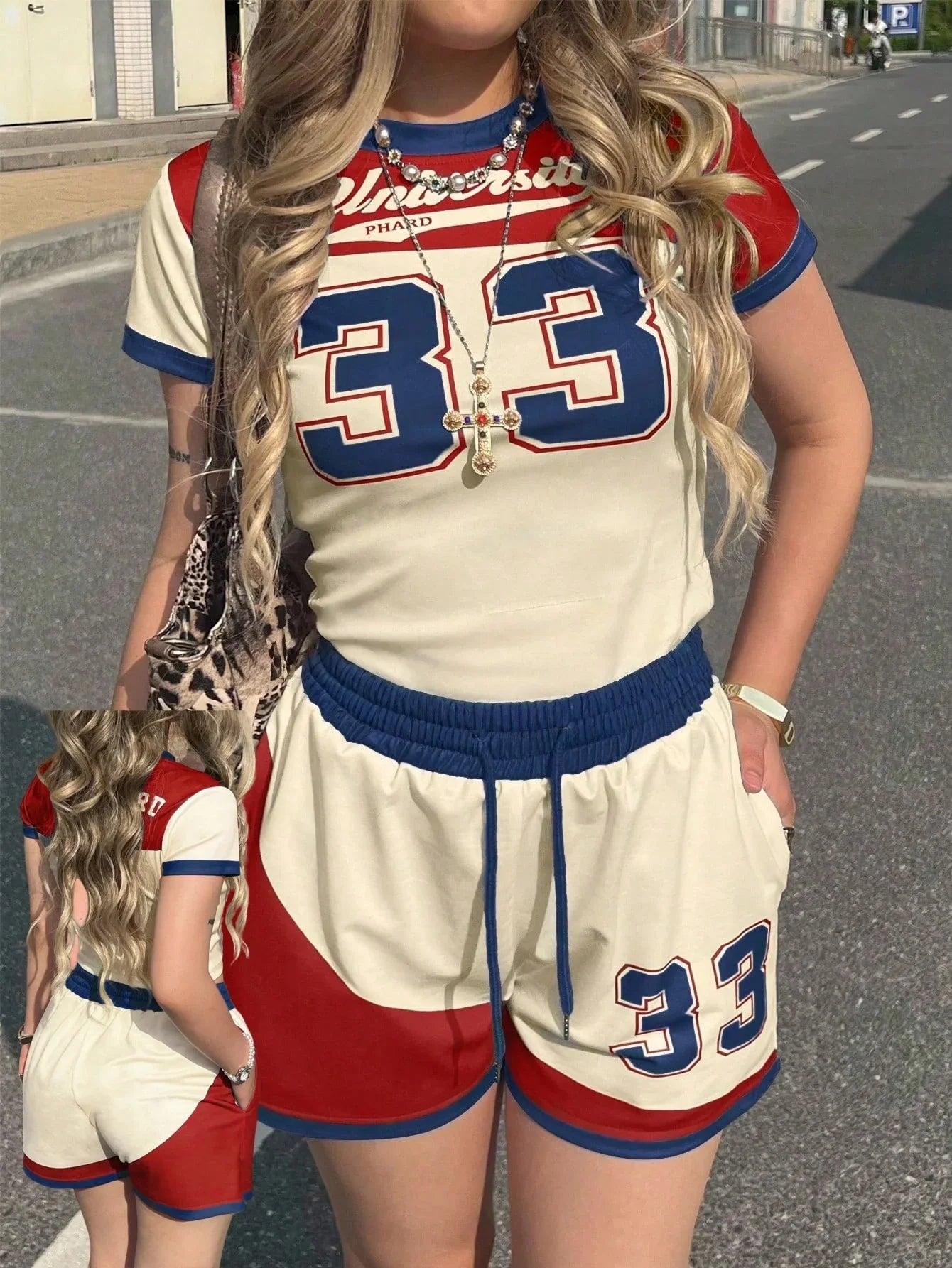 Summer American Street Style Spicy Girl T-Shirt & Shorts Set – Oversized Casual Jersey Top for Women