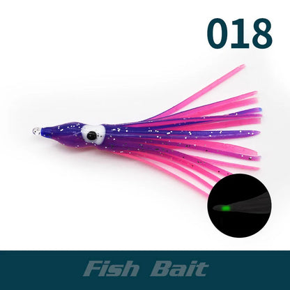 PRO BEROS 5Pcs Luminous Octopus Fishing Lures - Silicone Squid Skirts Glow Bait for Tuna Trolling & Sea Jigging