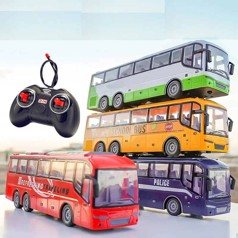 Large RC Electric School Tour Bus with LED Lights – Radio Controlled Toy Car for Boys, Perfect Christmas Gift