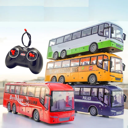 Large RC Electric School Tour Bus with LED Lights – Radio Controlled Toy Car for Boys, Perfect Christmas Gift