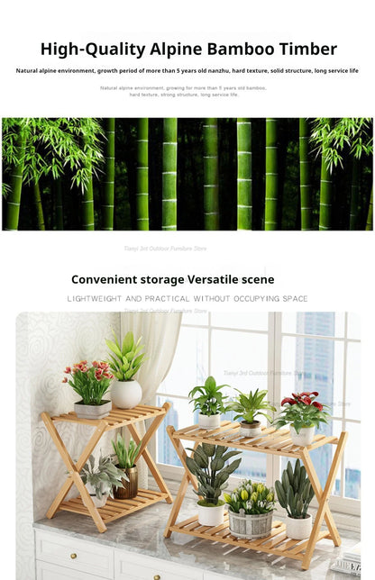 Nordic Wooden Plant Shelves - Indoor Flower Shelf for Living Room, Balcony, Garden Furniture, FYPS