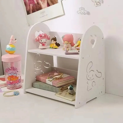 Hello Kitty 2-Tier Desktop Storage Shelf - Kawaii Desk Organizer & Makeup Stationery Display Rack