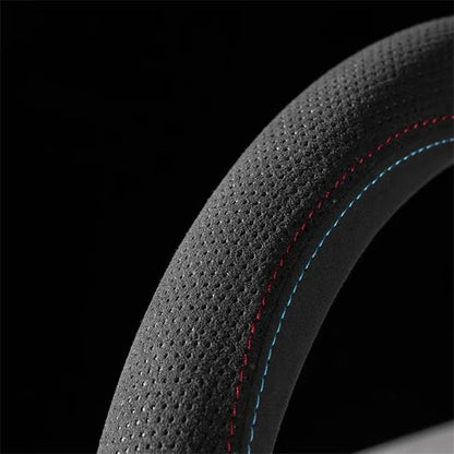 Universal Cowhide Suede Steering Wheel Cover — Breathable 37-38cm Car Steering Wheel Wrap Accessories