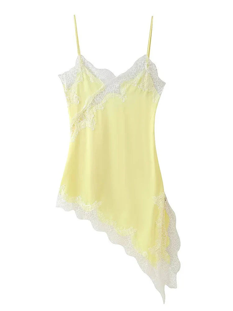 Women’s Lace Patchwork Sleeveless Sling Top – Square Neck Backless Sheer Club & Vacation Blouse 2025