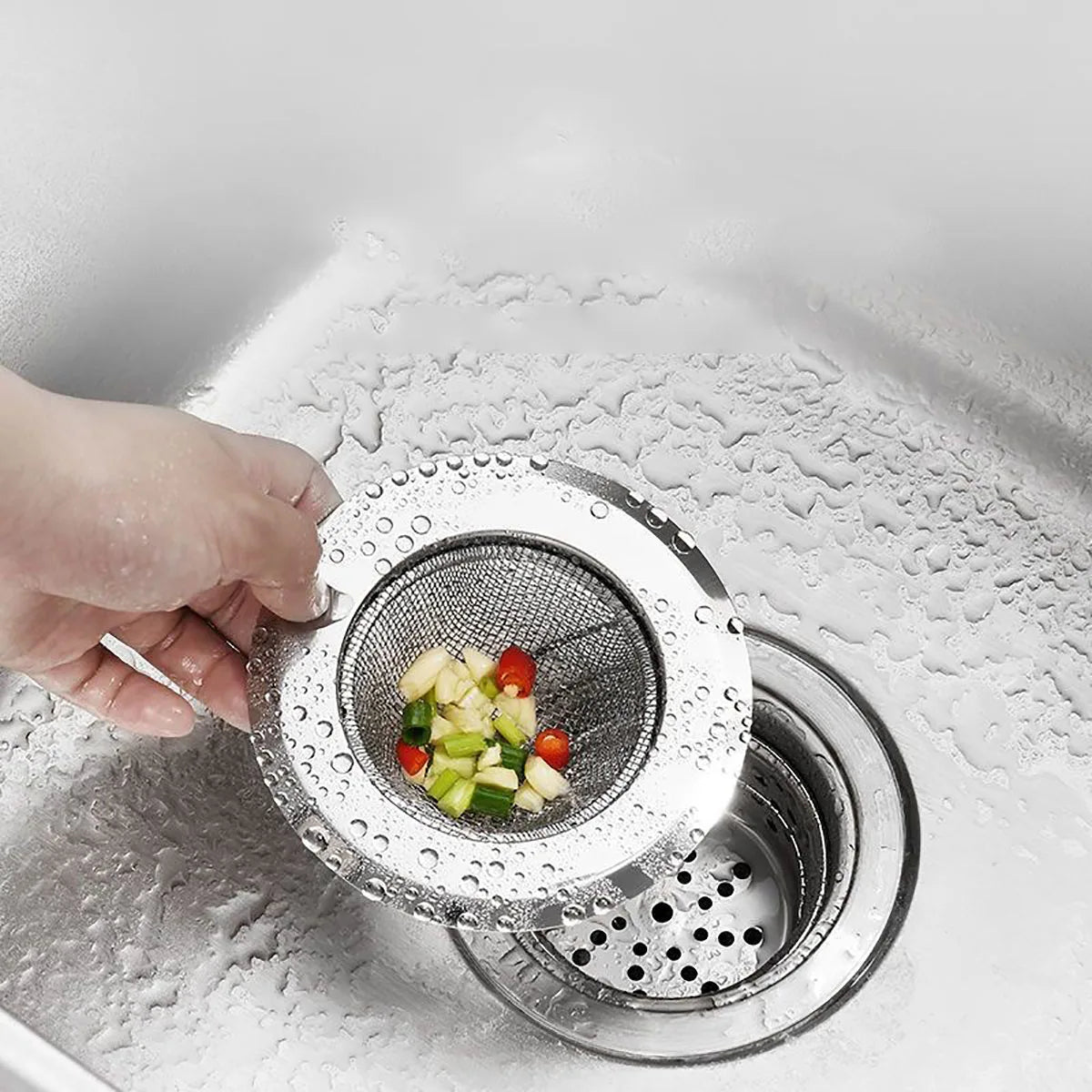 Stainless Steel Kitchen Sink Strainer - Anti-Blocking Funnel, Hair Catcher for Basin, Floor Drain and Dishwasher