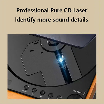 Wooden HIFI CD Player – Bluetooth 5.1, Digital Optical Output, USB Lossless Playback, Infrared Remote Control