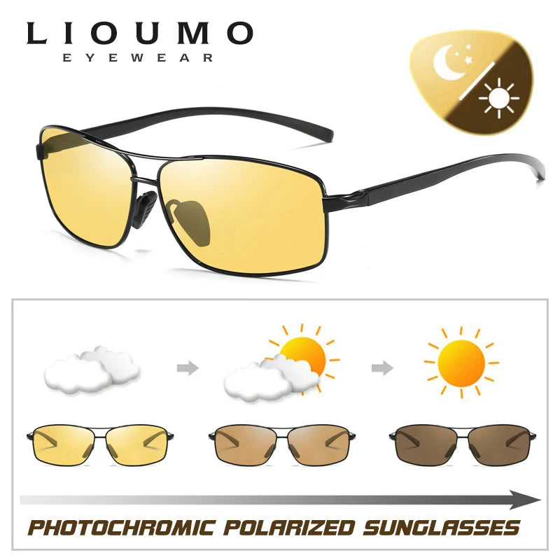 LIOUMO Polarized Photochromic Driving Sunglasses – Chameleon Night Vision Goggles for Men & Women
