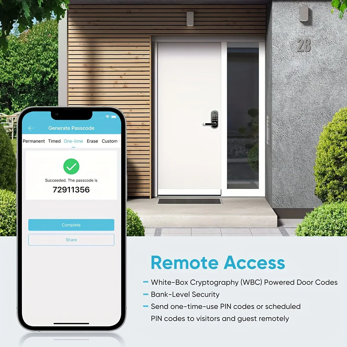 Smart Fingerprint Door Lock – Keyless WIFI Digital Touchscreen, App Remote Control, NFC, IP67 Waterproof, Includes 2 IC Cards