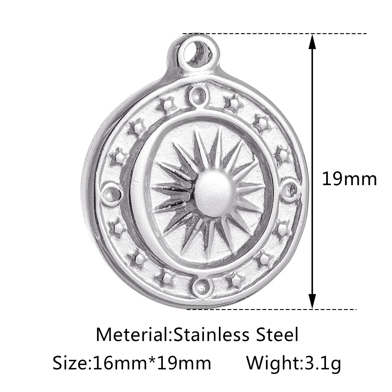 Stainless Steel Sunburst Sun Moon Star Charms Pendant – DIY Jewelry Making for Necklace, Bracelet & Earrings