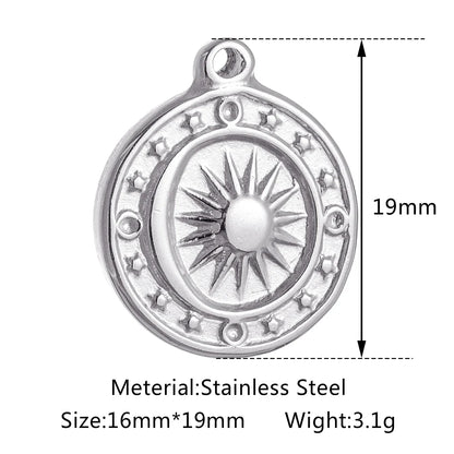 Stainless Steel Sunburst Sun Moon Star Charms Pendant – DIY Jewelry Making for Necklace, Bracelet & Earrings
