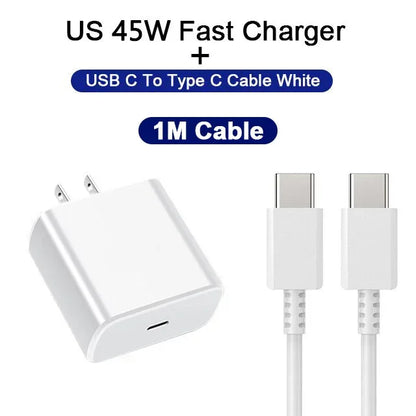 PD 45W USB-C Fast Charger — High-Speed Wall Adapter for Samsung Galaxy S24/S23 Ultra, Note, iPhone 15, Xiaomi 14