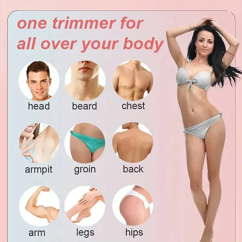 Women’s USB Electric Full-Body Razor – Hair Removal for Armpit, Arm, Bikini Line & Legs