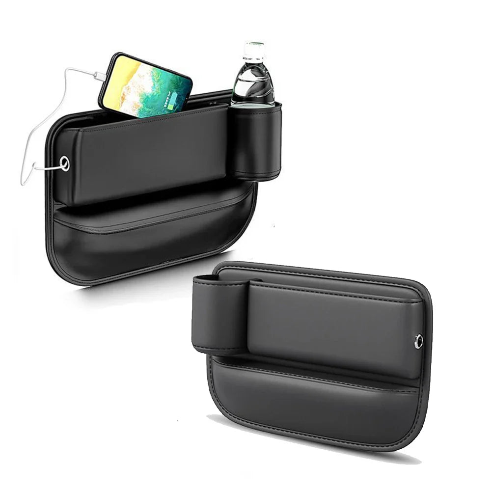 Multifunctional Car Seat Gap Organizer – Leak-proof PU Leather Storage Box with Cup Holder
