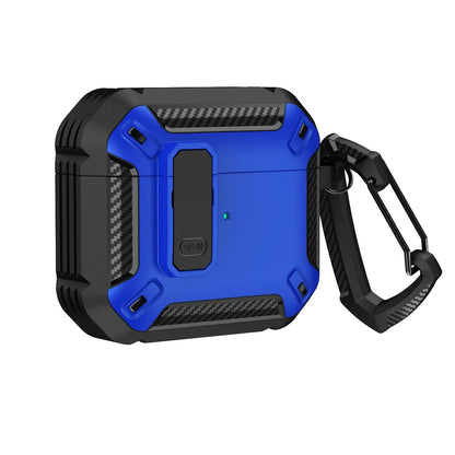 Carbon Fiber Shockproof Case for AirPods Pro 1/2 & AirPods 3 – Protective Headset Cover with Switch