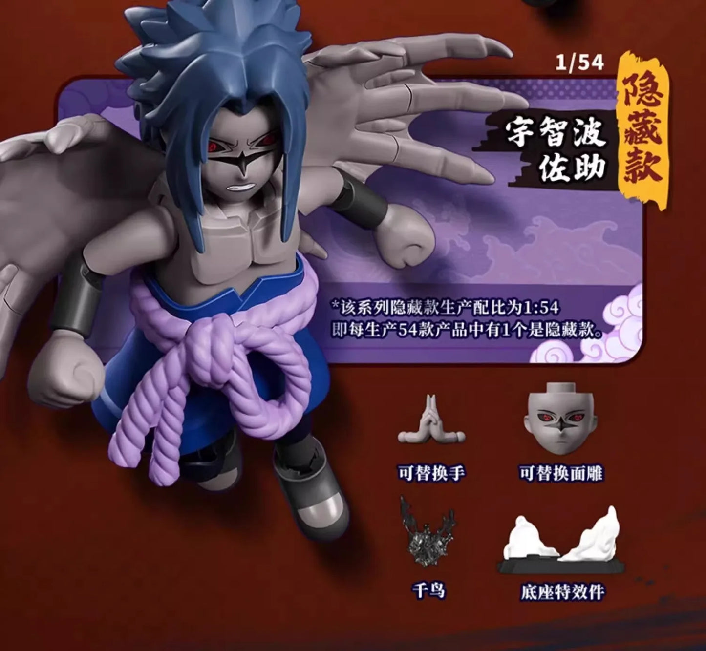BLOKEES Original Naruto Blind Box – Nine-Tails Chakra Mode Sasuke, Gaara, Kurama, Shikamaru Assembled Action Figure Toy Gift