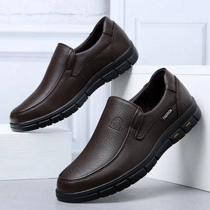 Genuine Leather Handmade Men's Shoes – Casual Loafers, Breathable Slip-On Walking Sneakers for Outdoor Wear