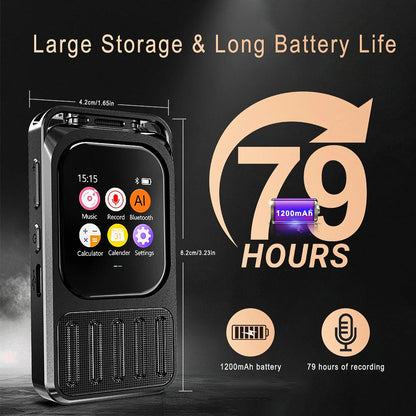 Vandlion V78AI Touchscreen Voice Recorder — Digital Audio & Video Player with 5.3" Display, Bluetooth, and Voice-to-Text Translator