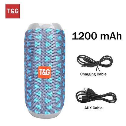 T&G TG117 Bluetooth Speaker - Portable Waterproof TWS Stereo Sound Box with TF Card & FM Radio for Outdoor Music