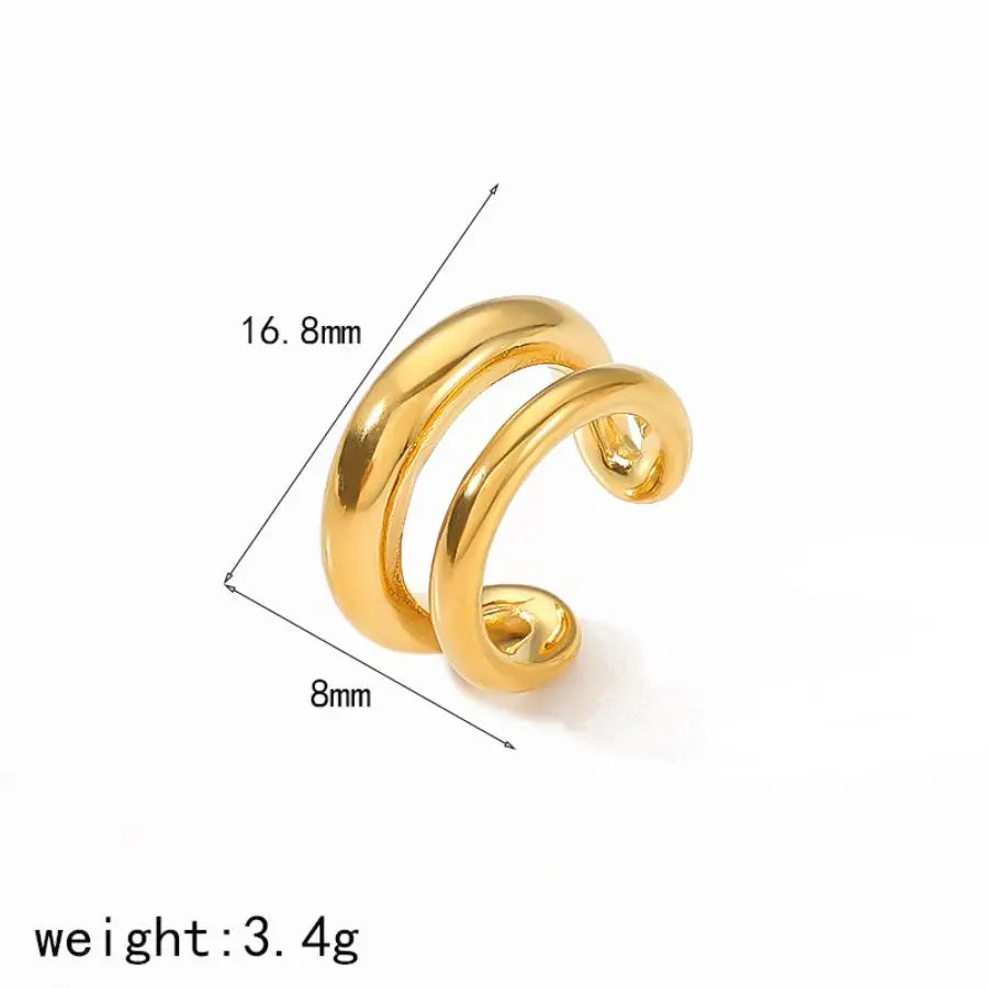 18K Gold Stainless Steel Multilayer Ear Clip – Waterproof Fashionable Women’s Jewelry Gift