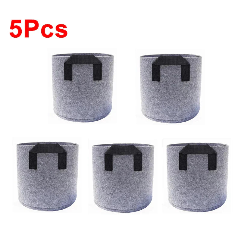 Vegetable/Flower Grow Bags – 1-5 Pcs, 1-12 Gallons Non-Woven Aeration Fabric Pots with Handles
