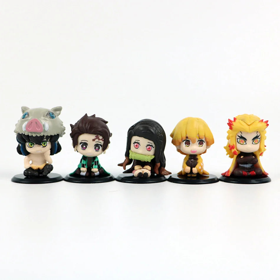 5-Style Q Version Demon Slayer Sitting Ghost Dolls – Tanjiro, Nidouzi, Inosuke & Zenitsu Action Figures