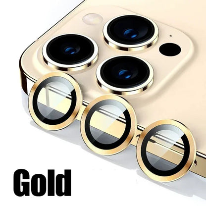 3PCS Metal Camera Lens Protector - Tempered Glass Cover for iPhone 11 12 13 14 15 Pro Max & Plus
