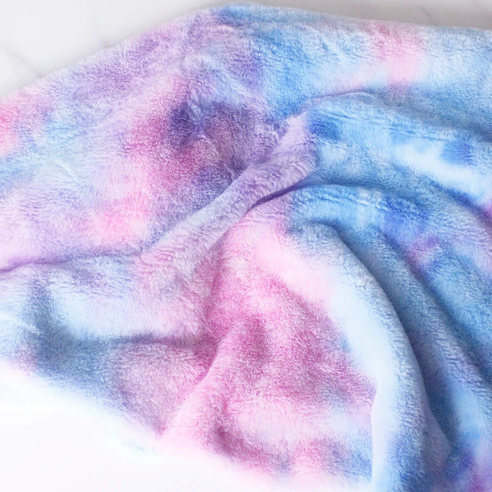 8MM Tie-Dye Plush Fur Fabric — Soft Gradient Rabbit Fur for DIY Dolls, Clothing, Pillows & Scarves