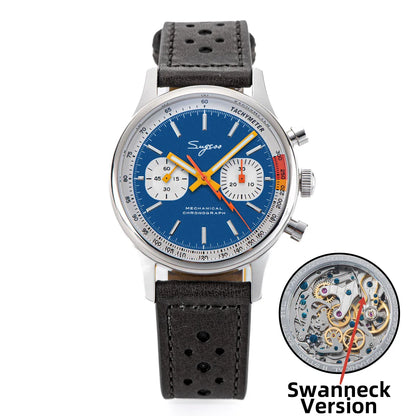 Sugess Pilot Men’s Chronograph Watch — Original ST1901 Mechanical Movement, Sapphire Crystal, Waterproof Racing Strap