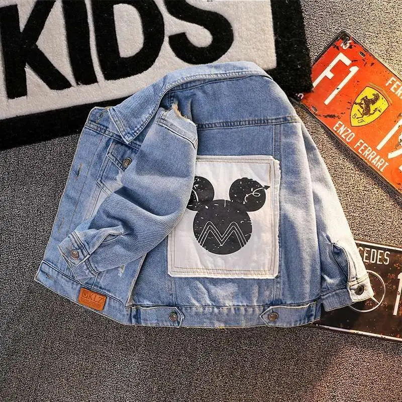 Mickey Denim Jacket for Kids – Cartoon Jean Coat for Boys & Girls, Stylish Autumn Outerwear