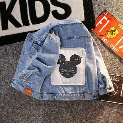 Mickey Denim Jacket for Kids – Cartoon Jean Coat for Boys & Girls, Stylish Autumn Outerwear