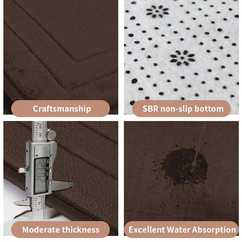 Non-Slip Bathroom Mat - Soft, Comfortable Absorbent Floor Carpet, Machine Washable & Quick-Dry Shower Room Doormat