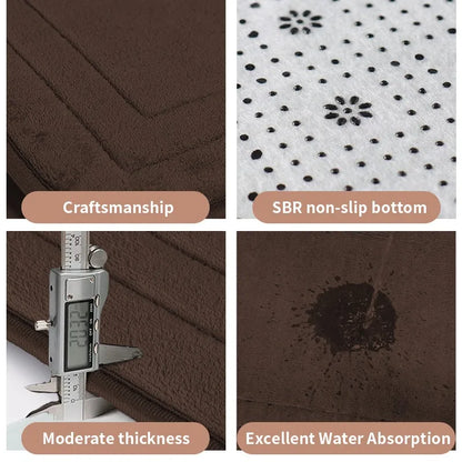 Non-Slip Bathroom Mat - Soft, Comfortable Absorbent Floor Carpet, Machine Washable & Quick-Dry Shower Room Doormat