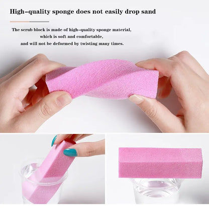 Pink Nail Buffing & Sanding Block — Pedicure Manicure Sponge for Grinding, Polishing & Safe Nail Art Care