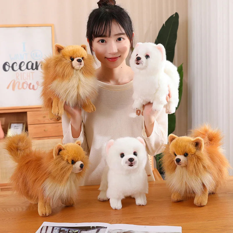 Realistic Pomeranian Plush Toy - Cute Soft Stuffed Puppy for Kids, Girls, Xmas Gifts & Home Decor