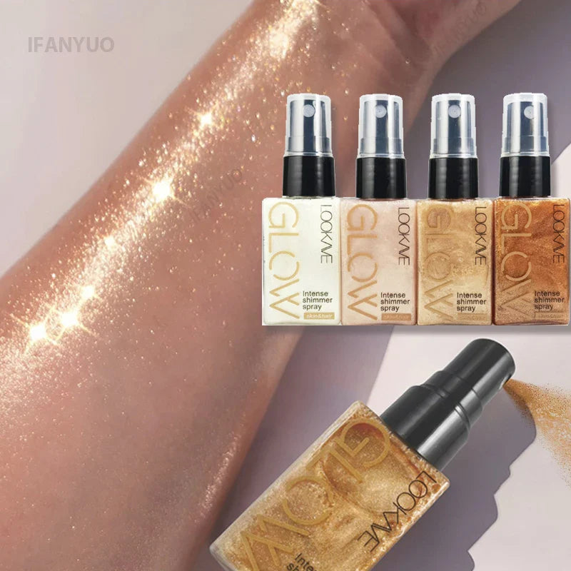 Shimmer Oil Spray – Waterproof Long-Lasting Gold & Bronze Body and Face Highlighter for Brightening & Contouring